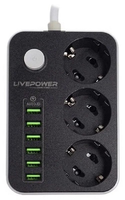 Сетевые фильтры Live-Power 3631 3 розетки 6 USB 2 m
